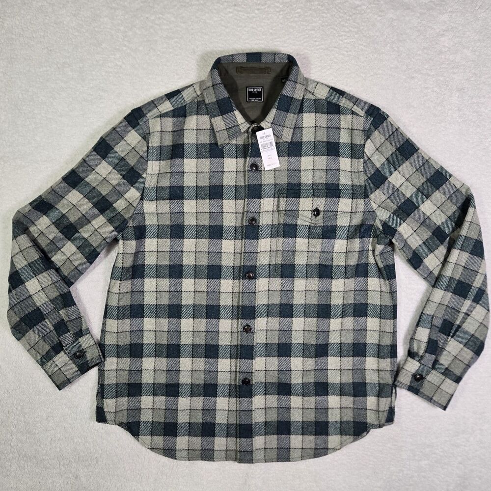 Todd Snyder Plaid Wool Utility Button Overshirt Flannel Mens Size Large $298 L